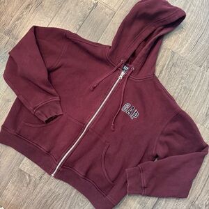 GAP Maroon Crop Zip-Up Hoodie size small women